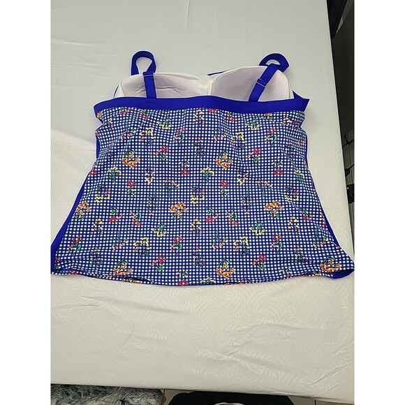 Lands' End women's chlorine-resistant blouson tankini swimsuit top Size 24W - Picture 4 of 6